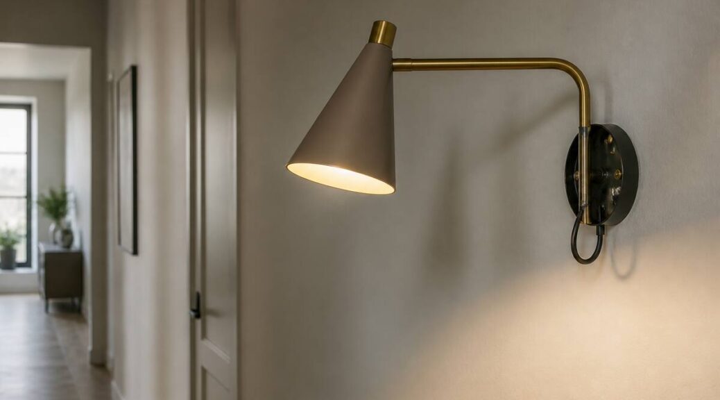 Wandlamp in een hal met warm licht en netjes gemonteerde bevestiging op de muur
